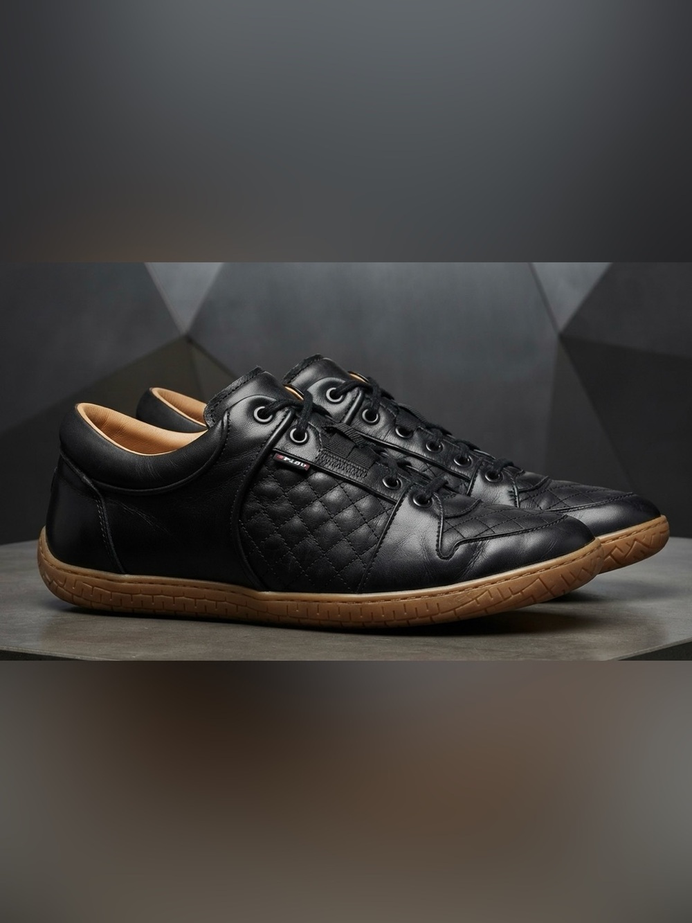 Piloti Black Leather Quilted Prototipo Driving Sneakers Size 11.5